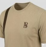 Tan cotton tee for men - styled look, Beyond Style casual round neck tshirt dark brown stripe
